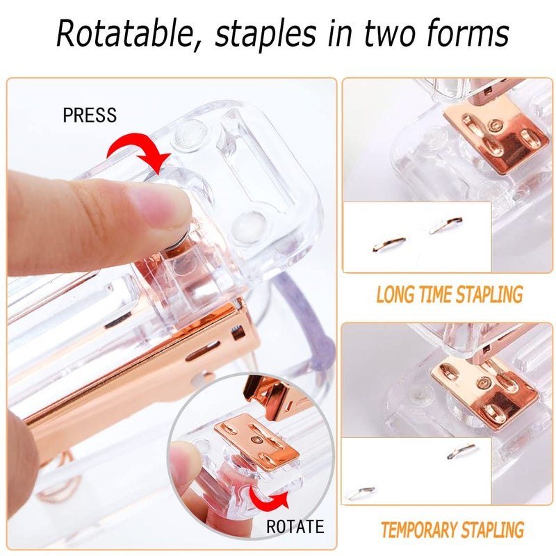 Famassi Rose Gold Office Supplies and Accessories  Acrylic Stapler  Staple Remover  Tape Holder  Ballpoint Pen  Scissor  Binder Clips  Staples  Phone Holder  Ruler  Transparent Glue and 300 Notes - Image 3